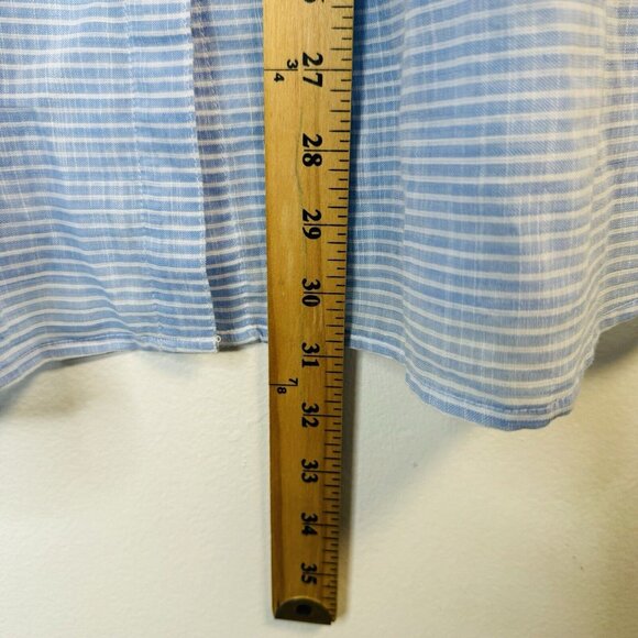 Chico’s Size‎ 2 12/14 Blue Button Shirt Top Blouse 3/4 Sleeve Sheer Stripe - Picture 8 of 9